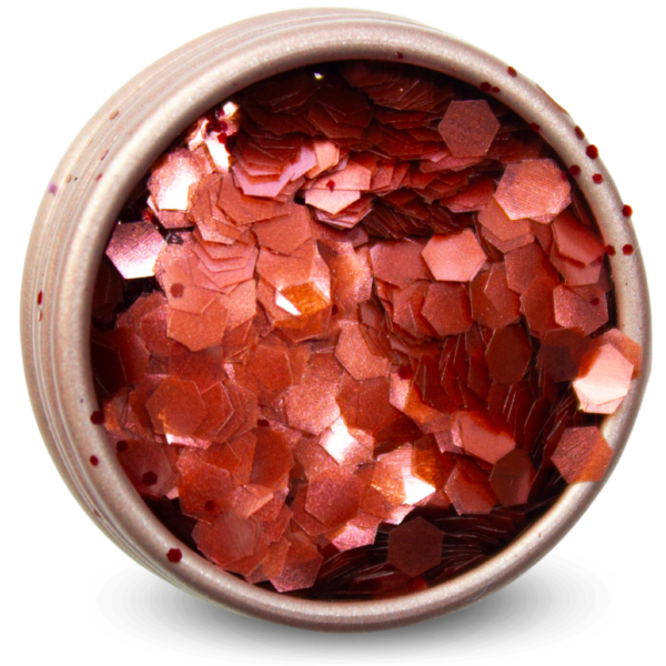 Paillettes rouge dans un pot de 5 grammes